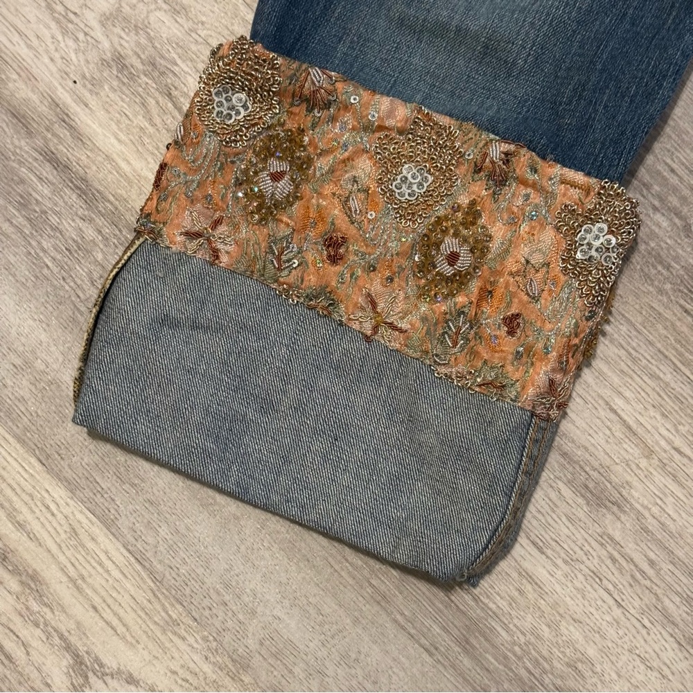 NEW ALLEN B (Schwartz) Embellished Cropped Boho Chic Jeans Size 29 RETAILS $695 - Picture 7 of 12